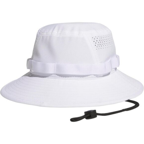 ⚡Adidas Men White/Onix Grey/Black/5.0 100% Polyester Sun Athletic Bucket Hat - Picture 4 of 6
